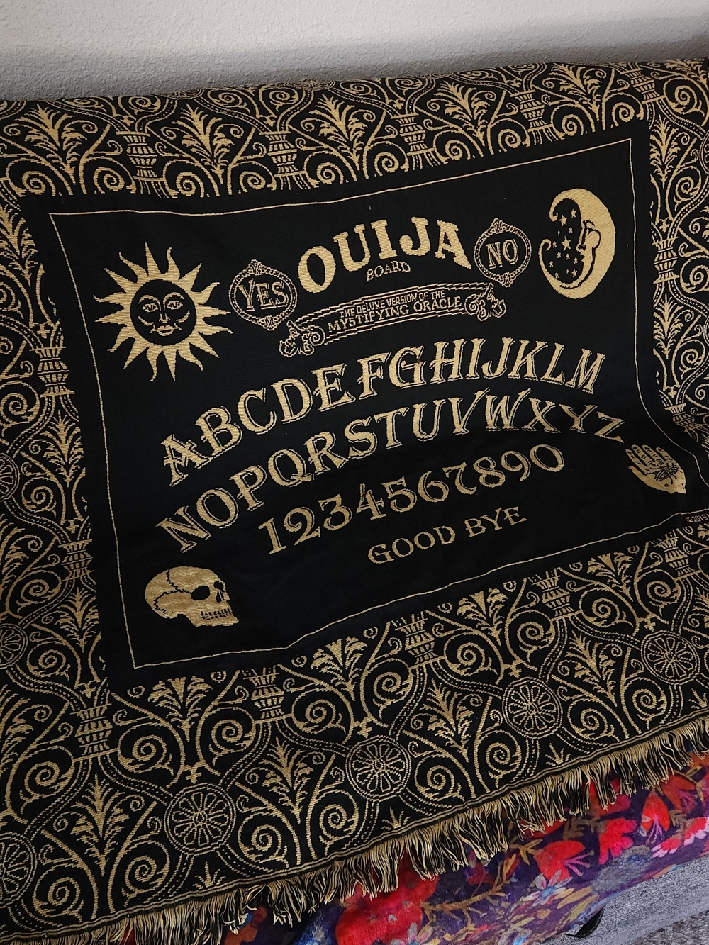 Ouija Spirit Board Blanket Hasbro Woven Tapestry Throw 50x60 Halloween Gothic
